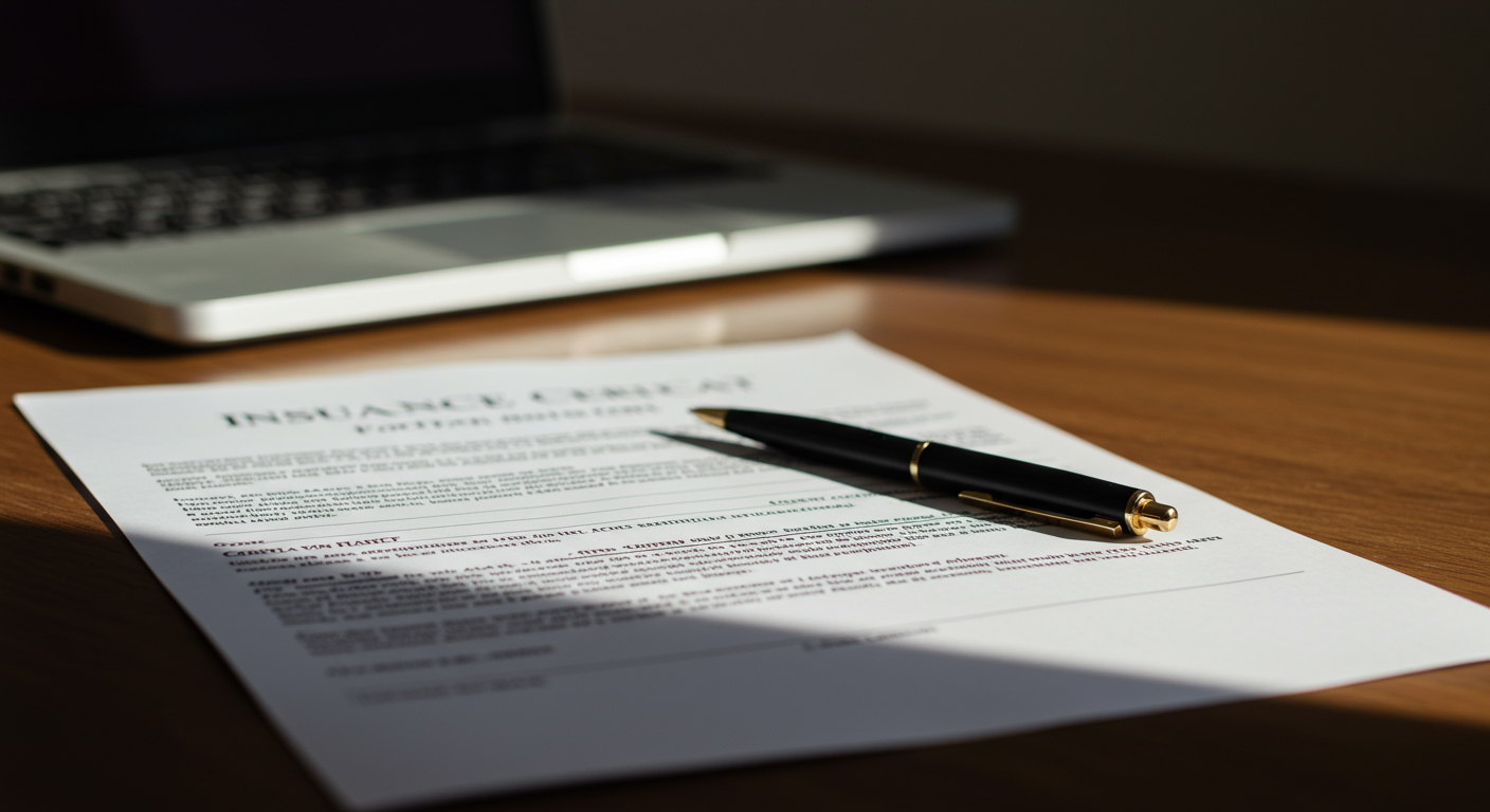 Business owner reviewing insurance paperwork at a desk
